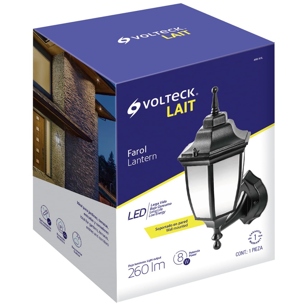 FAROL SOPORTADO ALUMINIO DE LED NEGRO VOLTECK