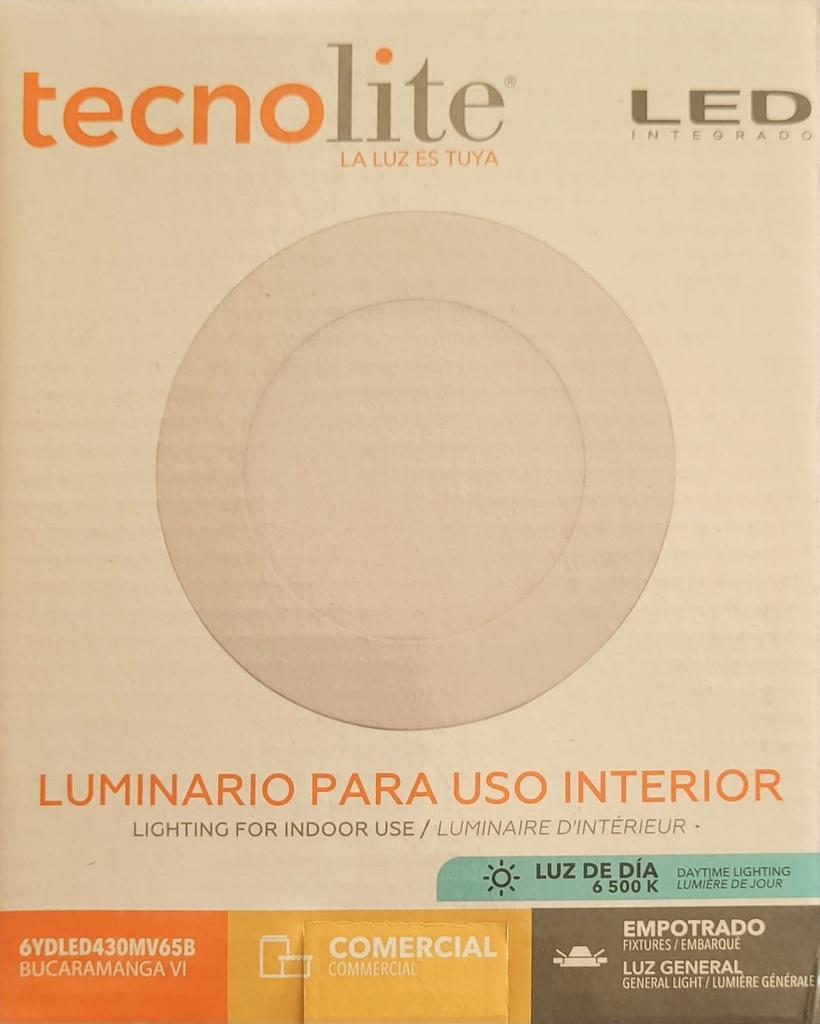 LAMPARA LED OJO DE BUEY 6W LUZ BLANCO TECNO LITE