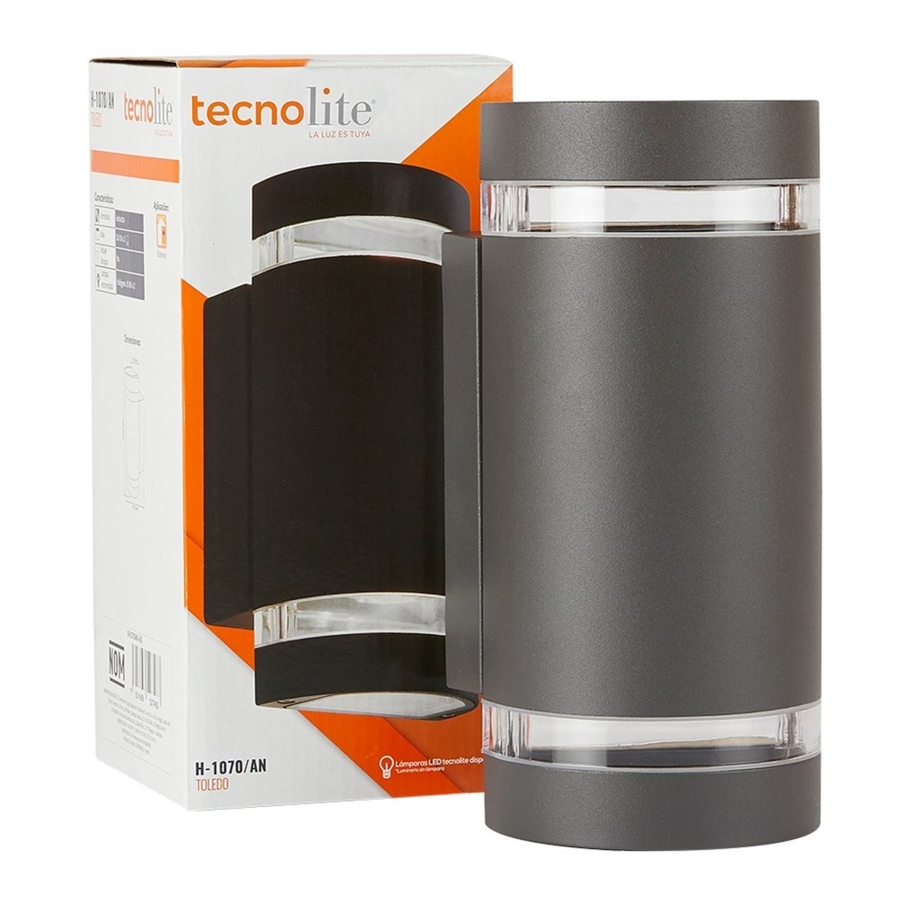 LAMPARA PARA PARED 2X32W GU-10 S/BOMBILLA NEGRA TECNO LITE