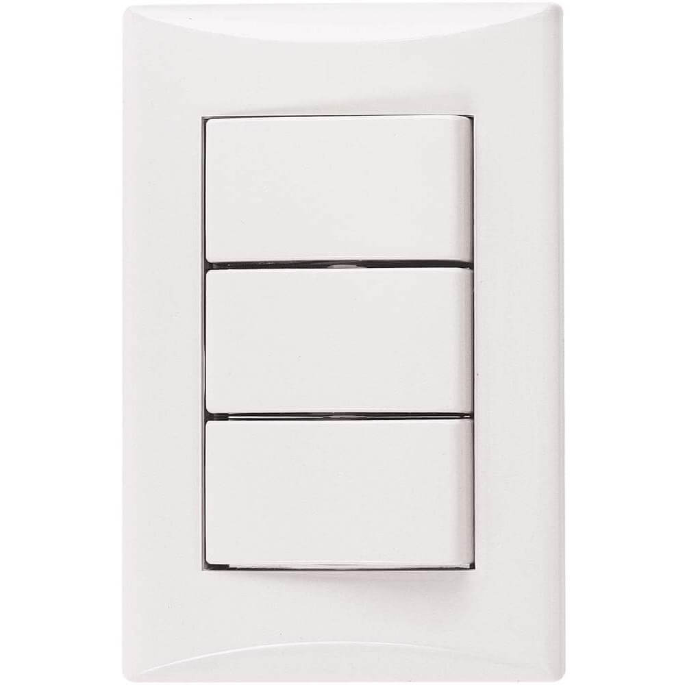 SWITCH TRIPLE 15A 125V BLANCO PLATA EAGLE
