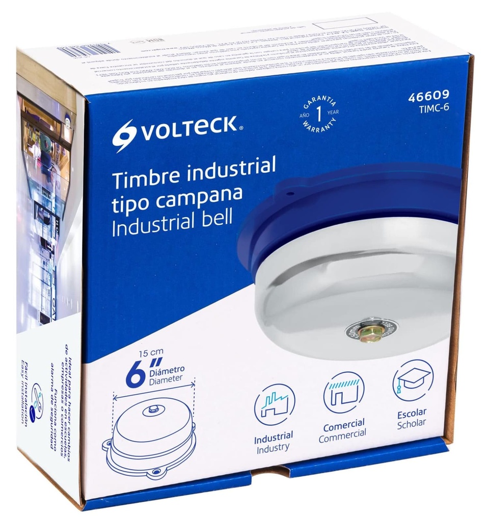 TIMBRE INDUSTRIAL TIPO CAMPANA 6 VOLTECK