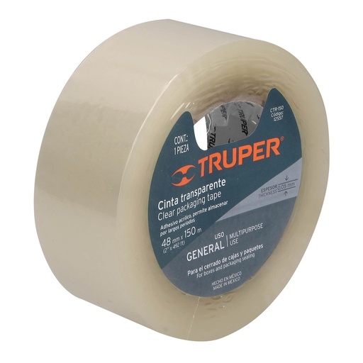 [12557] CINTA EMPAQUE TRANSPARENTE 150M TRUPER