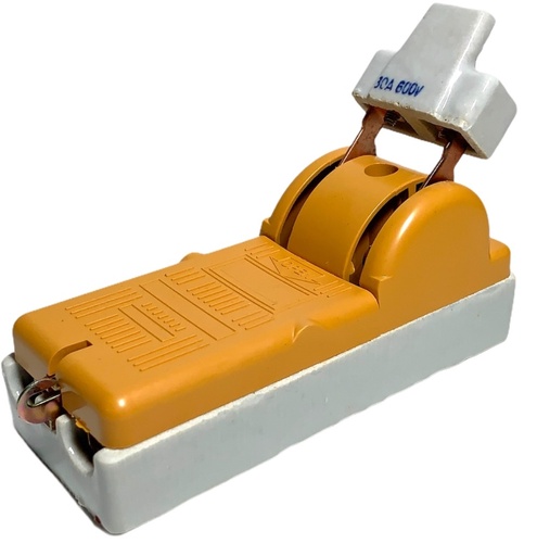 [5080-1] CUCHILLA DE INTERRUPTOR DE PORCELANA 2X30A 1 TIRO