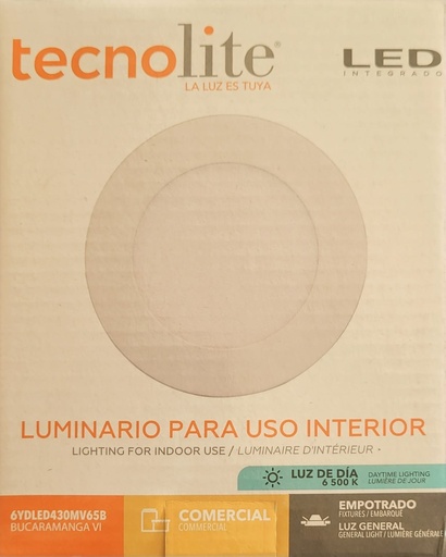[6YDLED430MV65B] LAMPARA LED OJO DE BUEY 6W LUZ BLANCO TECNO LITE