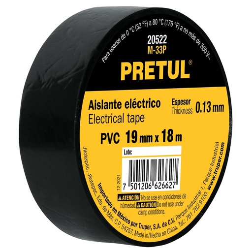 [20522] CINTA AISLANTE DE 18M NEGRO PRETUL